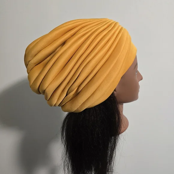 Handmade Pre-styled African Head Wrap, Yellow